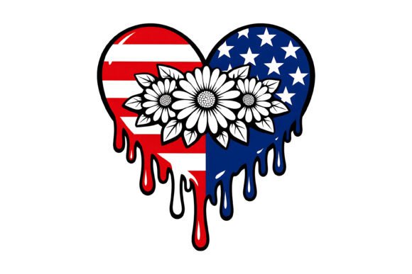 American Flag Drip Heart Sunflower SVG Review