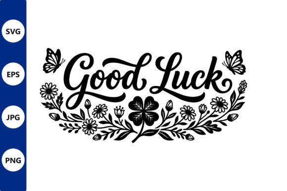 Floral Good Luck Banner with Flowers and