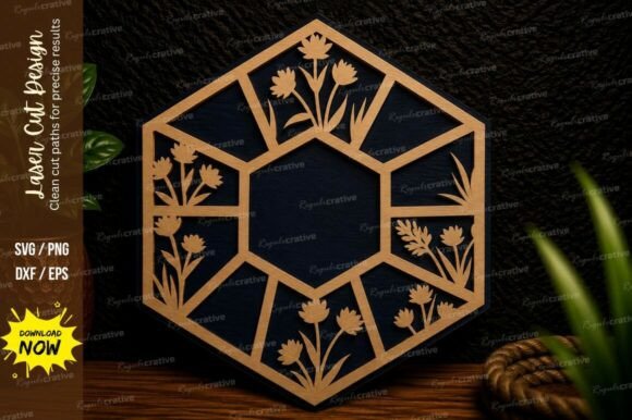 Hexagon Floral Frame Laser Cut Svg Desig Review